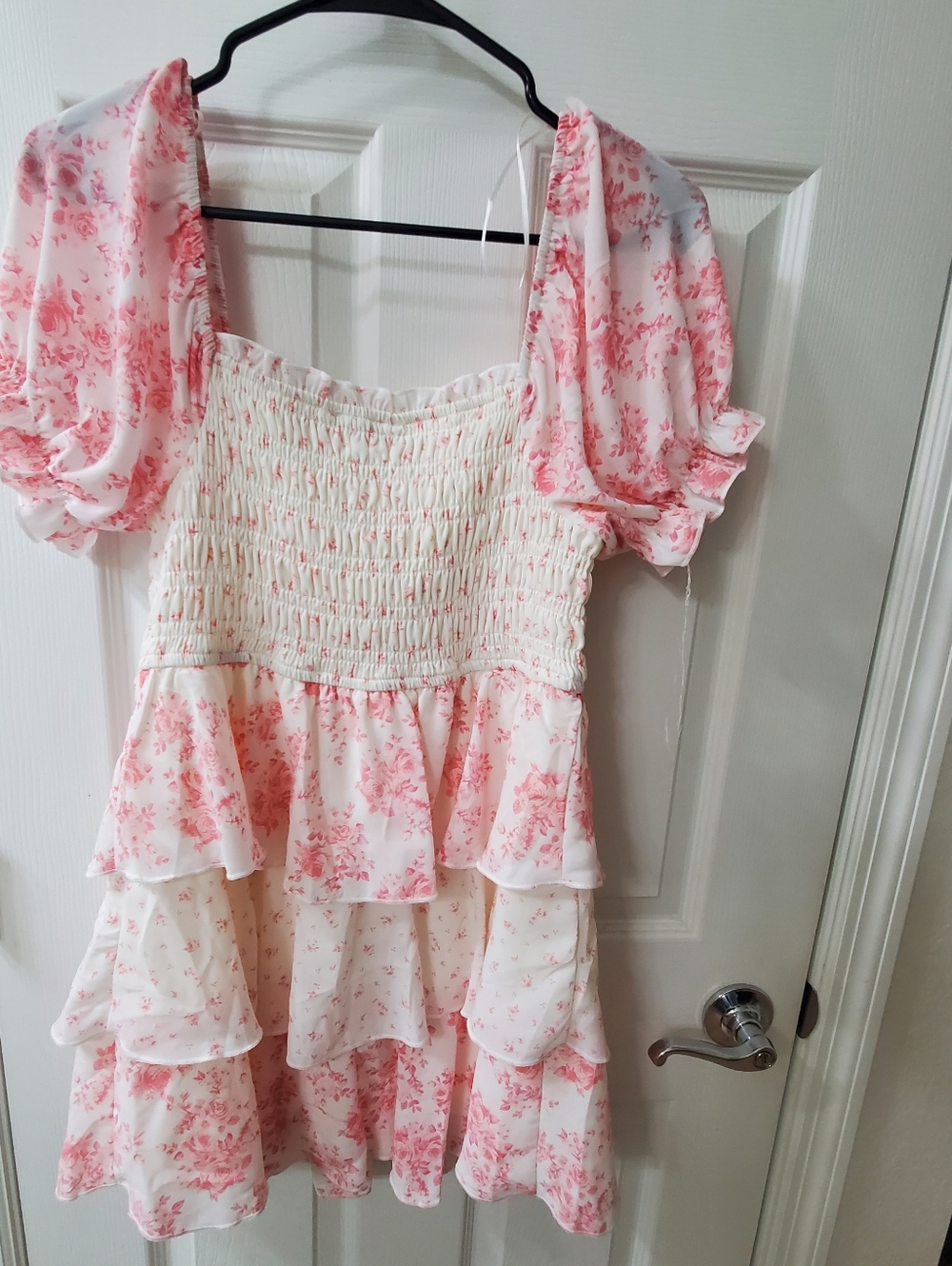 Smocked Ruffle Pink Floral Kids Dress